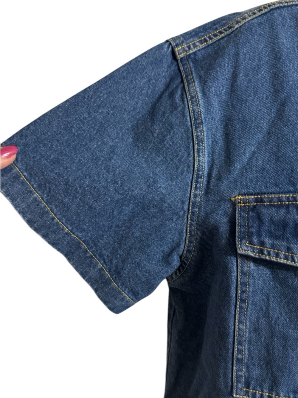 Blue Denim Short Sleeve Button-Down Shirt  XLARGE    #11 - Picture 3 of 8
